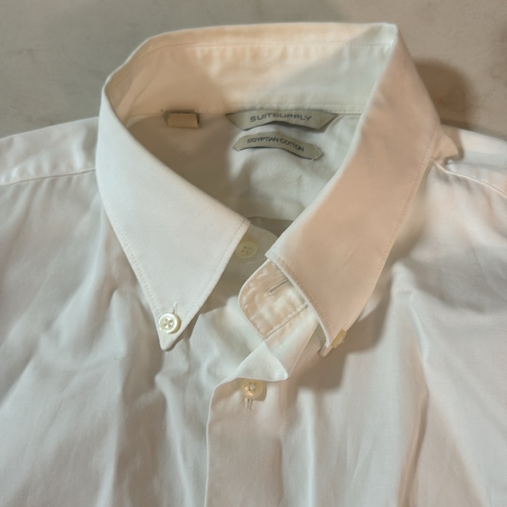 SuitSupply white extra slim fit button down collar shirt size 16